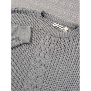 Saturdays Sweater Womens Large Gray Chunky Cable Knit Crew Neck Soft Pullover
